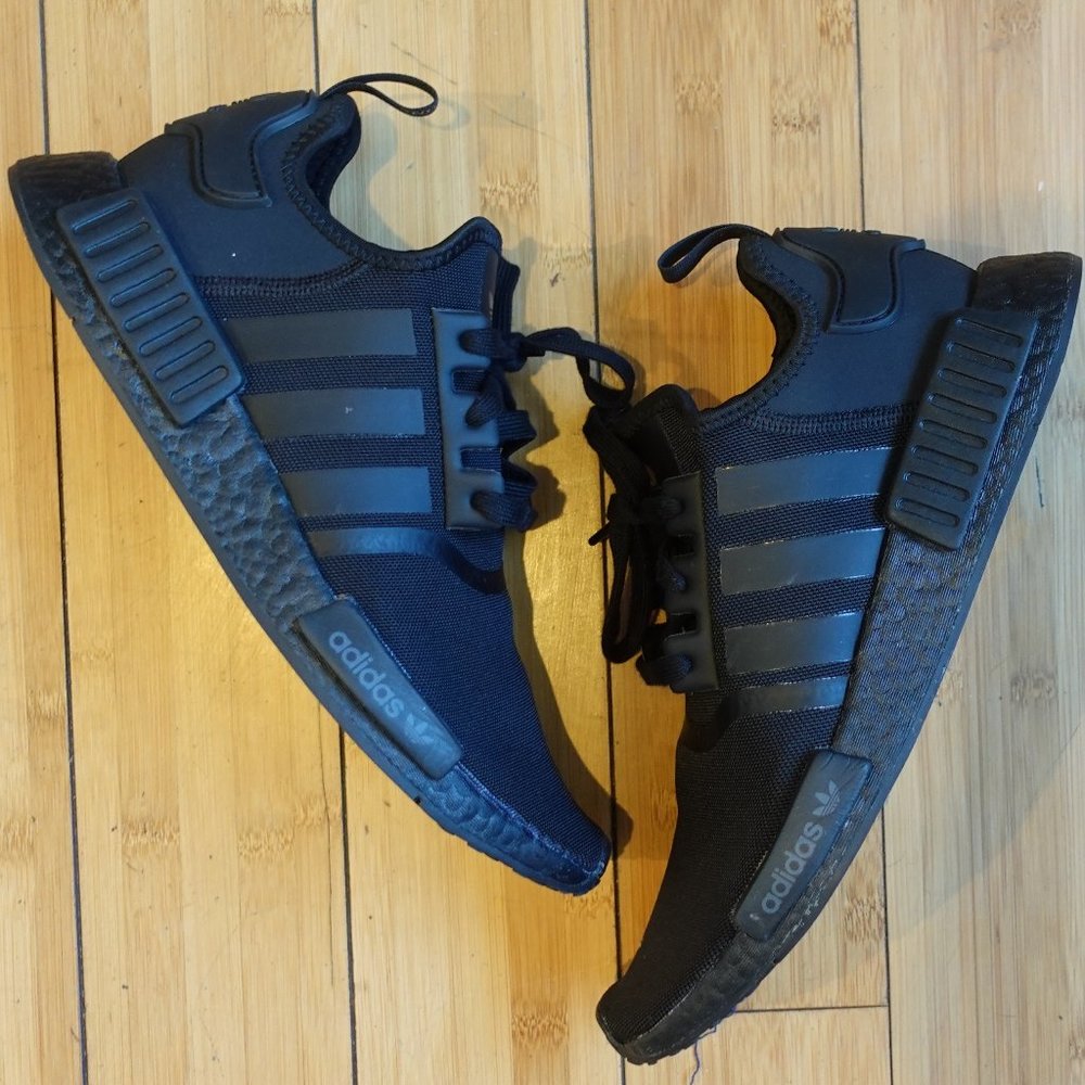 Adidas NMD R1 Triple Black Shoes Sz 10.5
